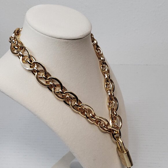 Authentic Louis Vuitton Gold Padlock with Unbranded Punky Gold Plated Chain - Picture 13 of 13